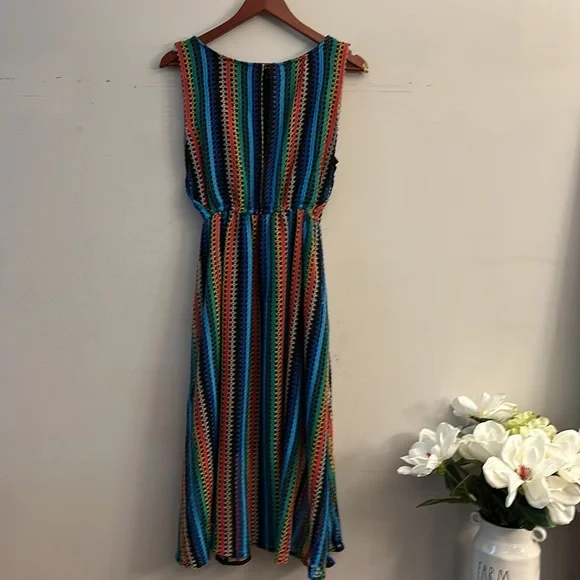 Anthropologie Eva Franco Striped Crotchet tank midi dress boho women size 10 - Picture 10 of 12